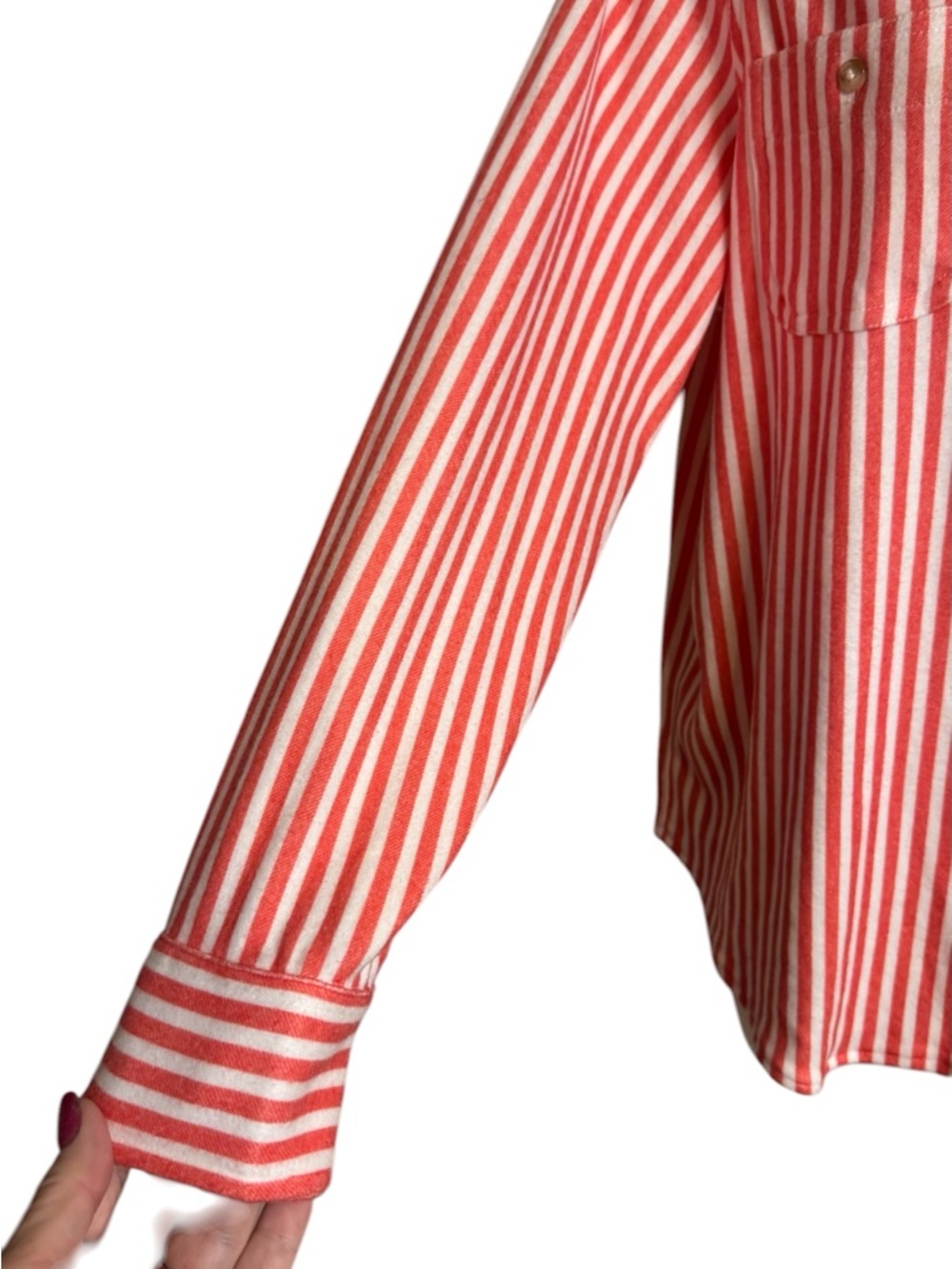 NWT RET: $78 Philosophy Poppy Red/Ivory Striped Button-Down Shirt XL/PET #CL - Picture 4 of 12